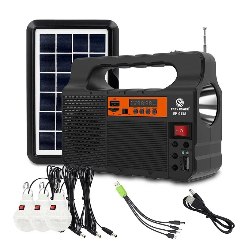 Portable Power Station Solar Lighting System with 3 Bulb 6W Solar Panel Outdoor Camping Power Bank Emergency Mobile Power Supply