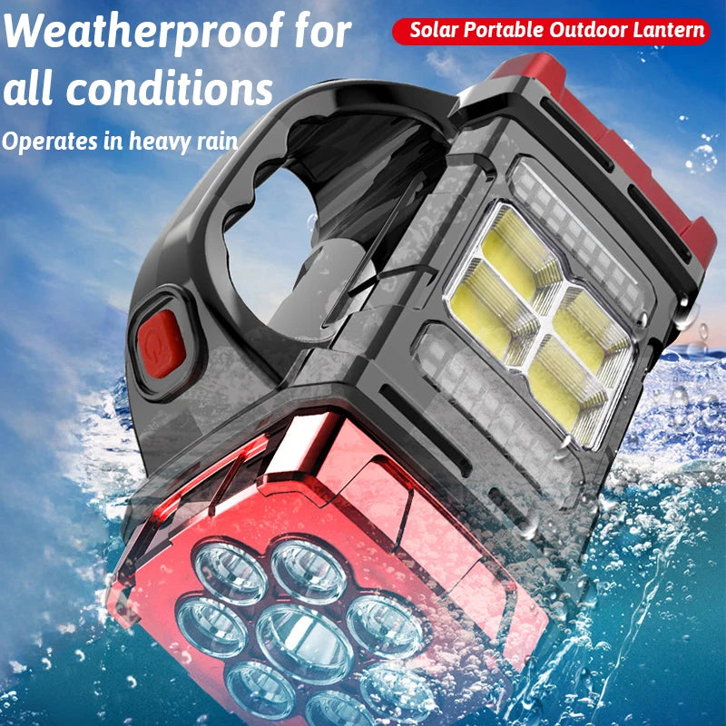 Lampe  Solaire 16 LED – Double Couleur, Recharge USB & Solaire, Batterie 5000mAh, Powerbank, Éclairage Extérieur IPX4