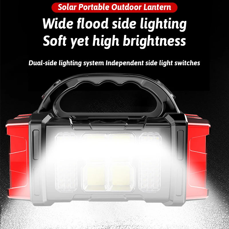 Lampe  Solaire 16 LED – Double Couleur, Recharge USB & Solaire, Batterie 5000mAh, Powerbank, Éclairage Extérieur IPX4