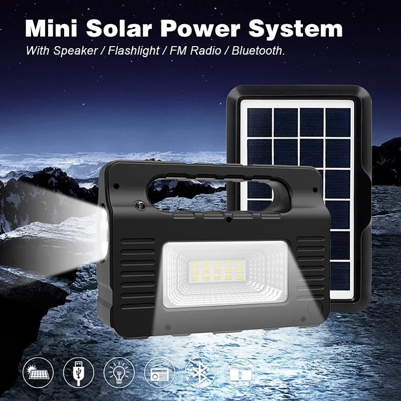 Portable Power Station Solar Lighting System with 3 Bulb 6W Solar Panel Outdoor Camping Power Bank Emergency Mobile Power Supply